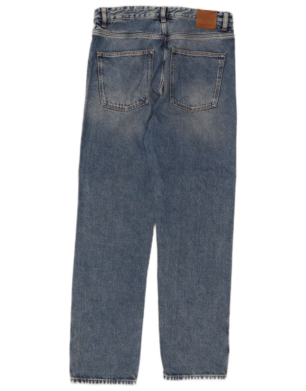 Massimo Dutti Jean droit taille haute pour femme EU 38 Small W28 L28 Bleu