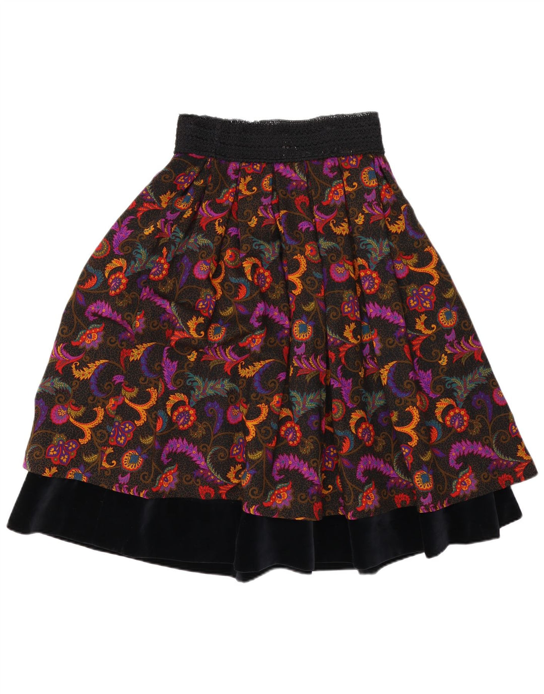 jupe à plusieurs niveaux femme vintage W27 Petite laine Paisley multicolore