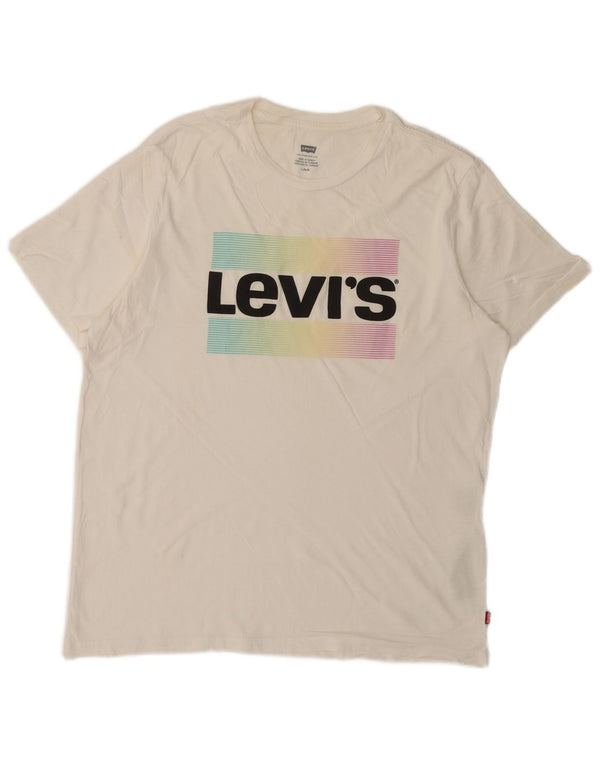 Levi's T-Shirt Graphique Homme Blanc Large Coton