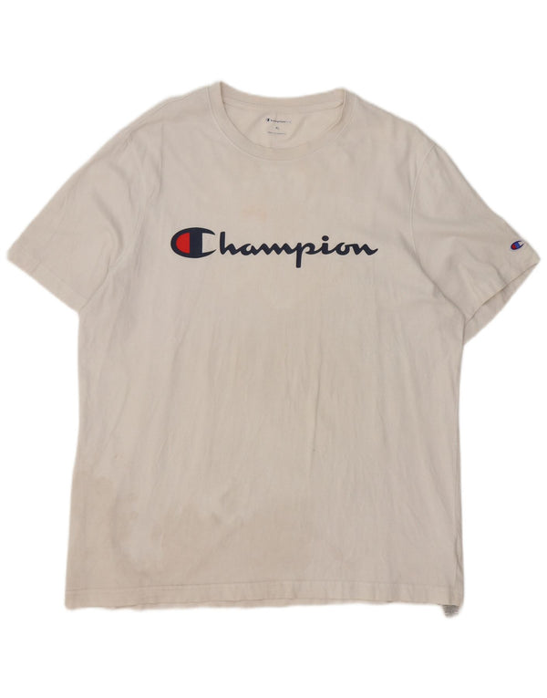 Champion T-Shirt Graphique Homme Top XL Blanc Coton