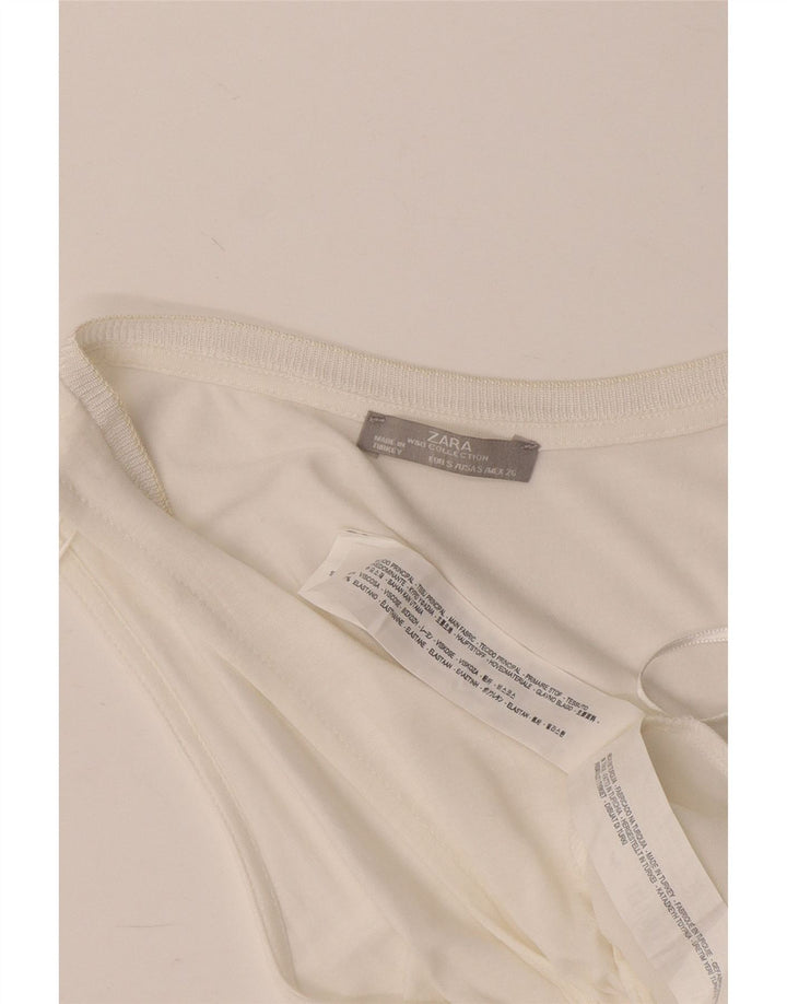 Zara Womens Crop Vest Top UK 8 Petit Viscose Blanche