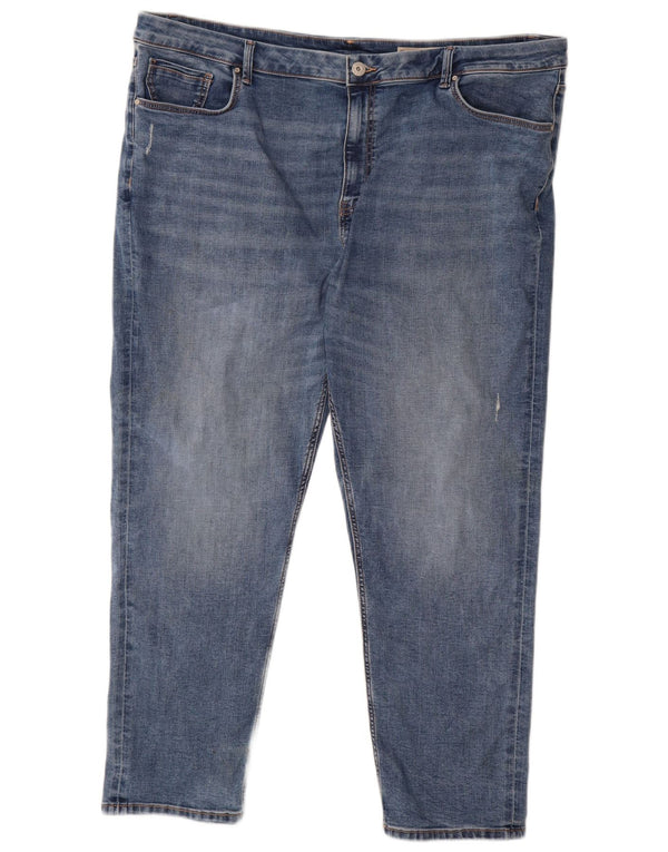 Marks & Spencer Jean droit Sienna pour femme UK 24 3XL W44 L27 Bleu Coton