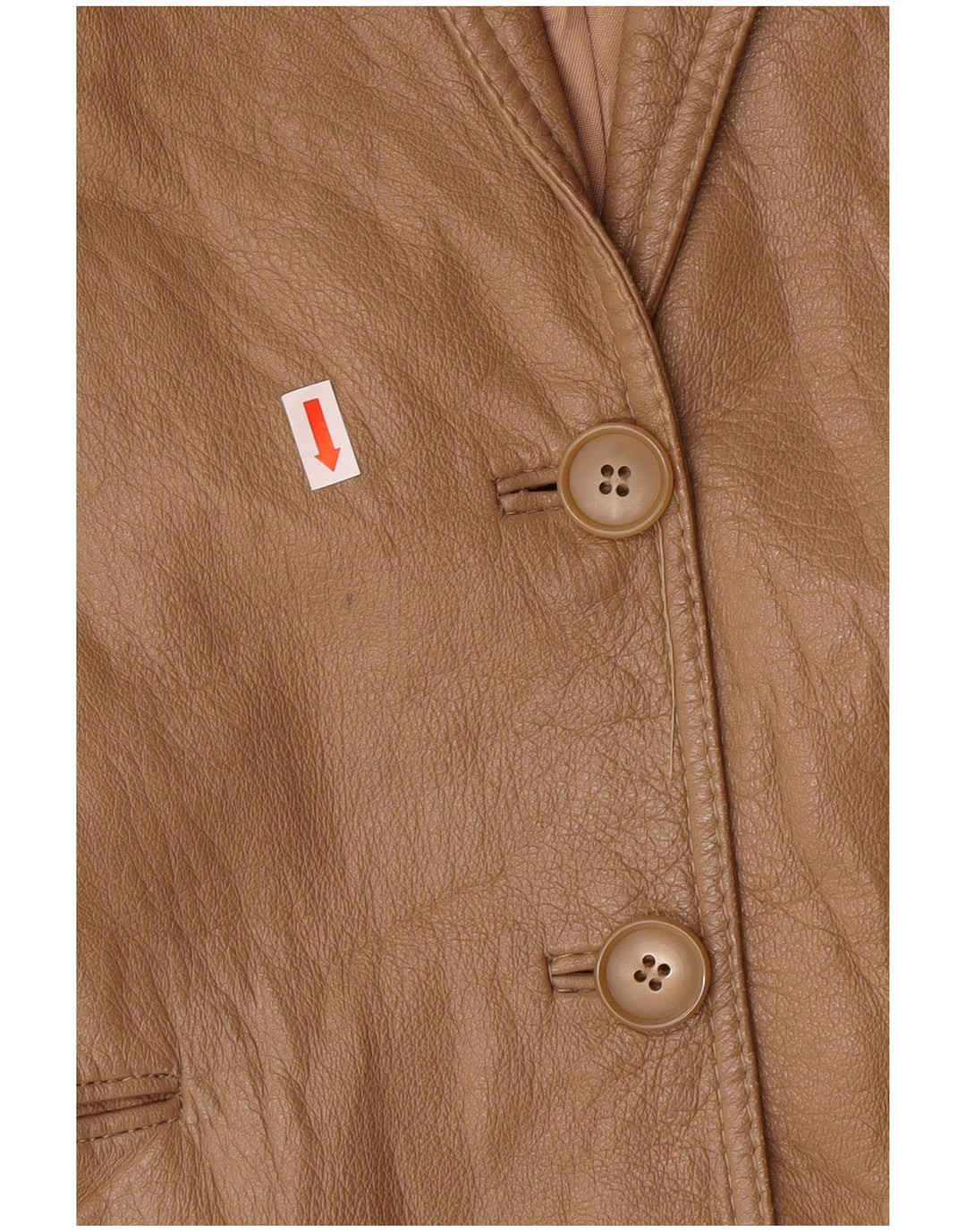 vintage Femme 2 Bouton Blazer Veste IT 44 Moyen Beige Cuir Classique