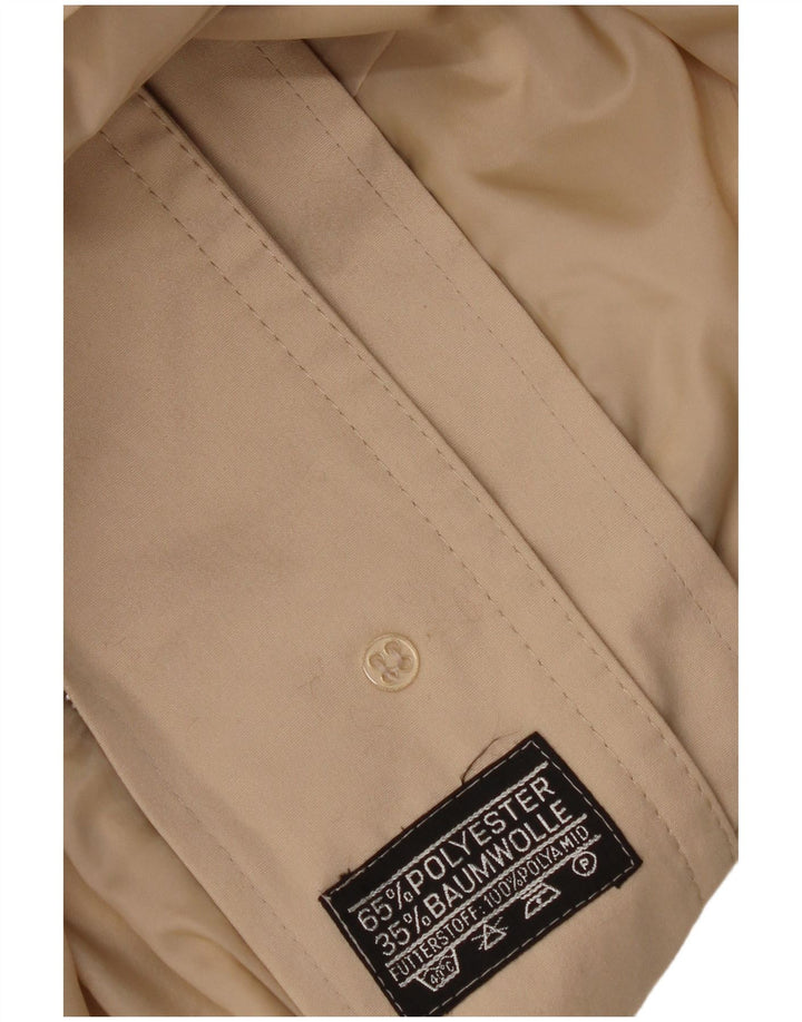 vintage Femme Manteau à capuche UK 16 Grand Polyester Beige