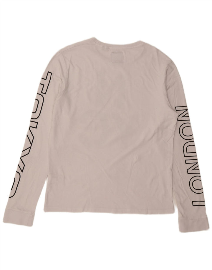 Superdry Haut Graphique à Manches Longues 2XL Homme Blanc Coton