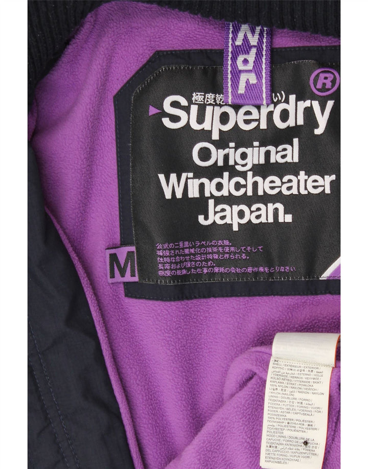 SUPERDRY Womens Windcheater Windbreaker Jacket UK 14 Medium Navy Blue Vintage Superdry and Second-Hand Superdry from Messina Hembry 