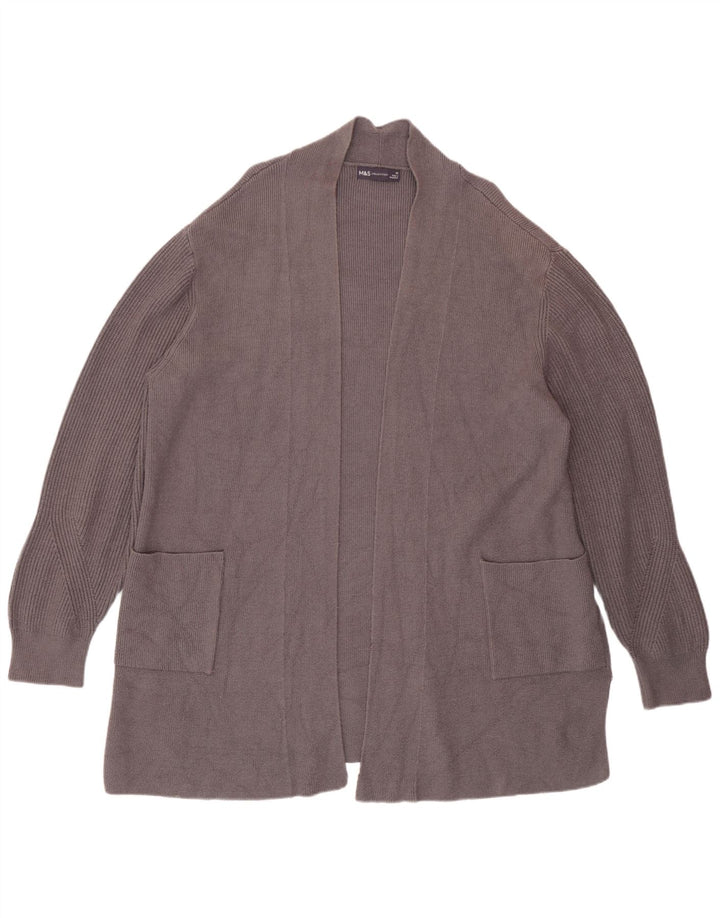 Marks & Spencer Pull Cardigan Ouvert pour Femme UK 20 2XL Gris Viscose
