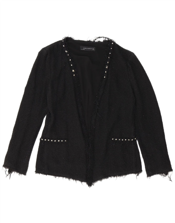 ZARA Womens Open Cardigan Sweater UK 16 Large Black