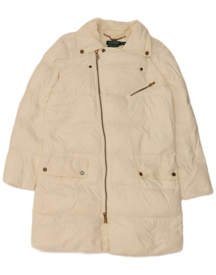 Ralph Lauren Manteau rembourré pour femme UK 14 Medium Off White Nylon