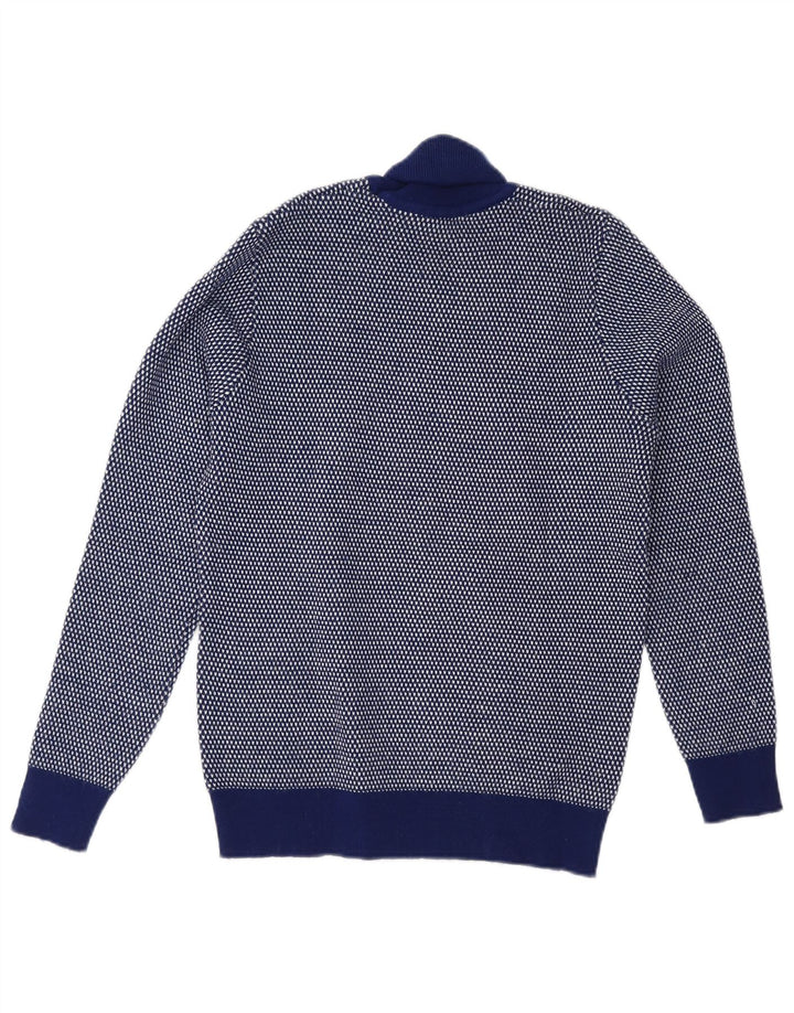 vintage Femme Roll Neck Jumper Pull UK 14 Moyen Bleu Marine
