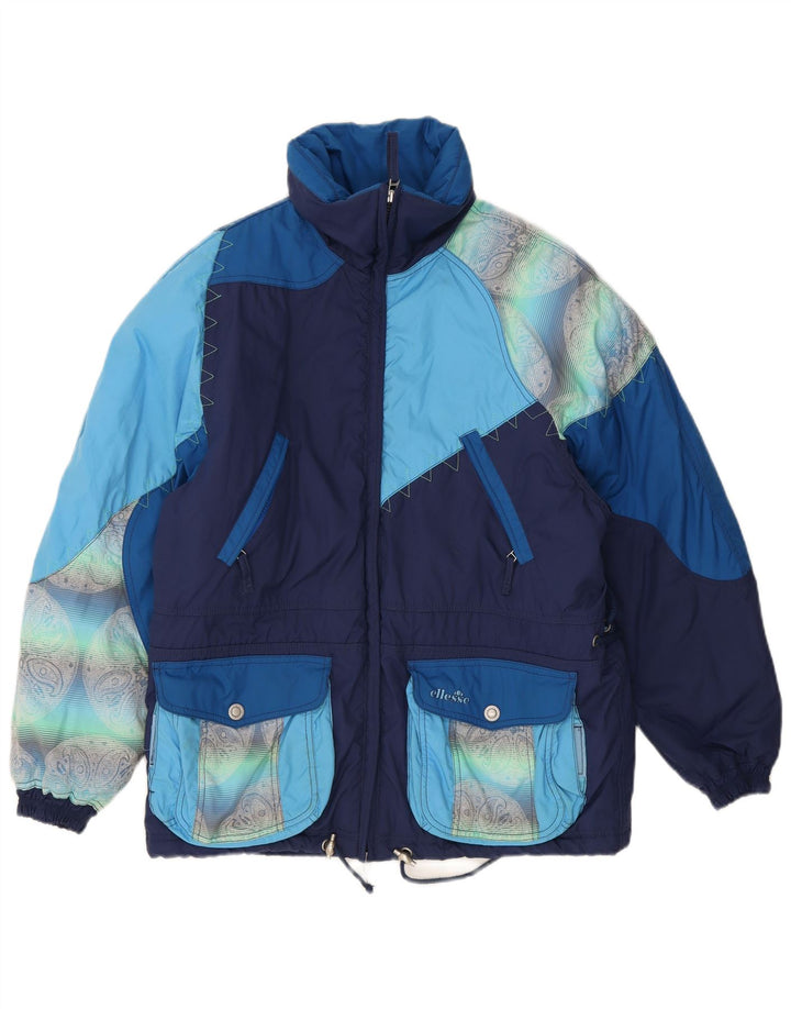 Ellesse Veste de ski surdimensionnée pour femme US 8 Medium Navy Blue Colourblock