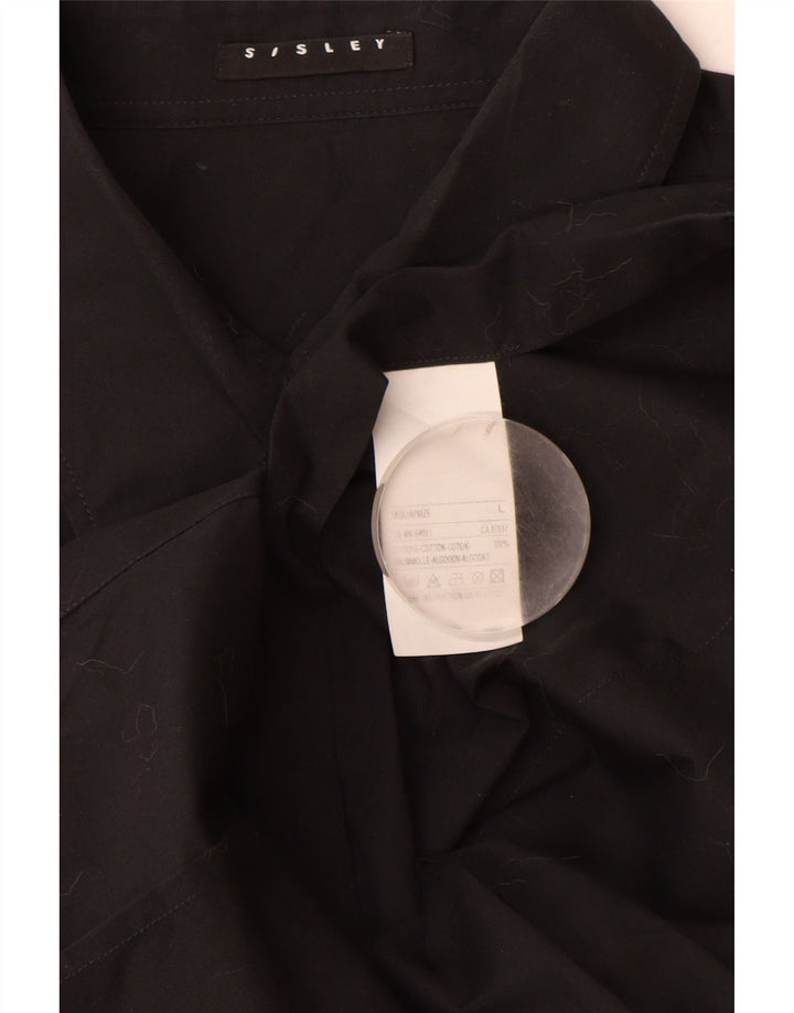 Sisley Chemise Femme UK 14 Large Noir Coton
