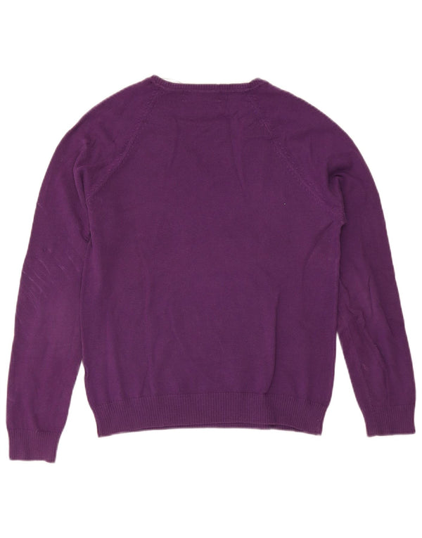 Zara Pull col V pour femme UK 18 XL Violet Coton