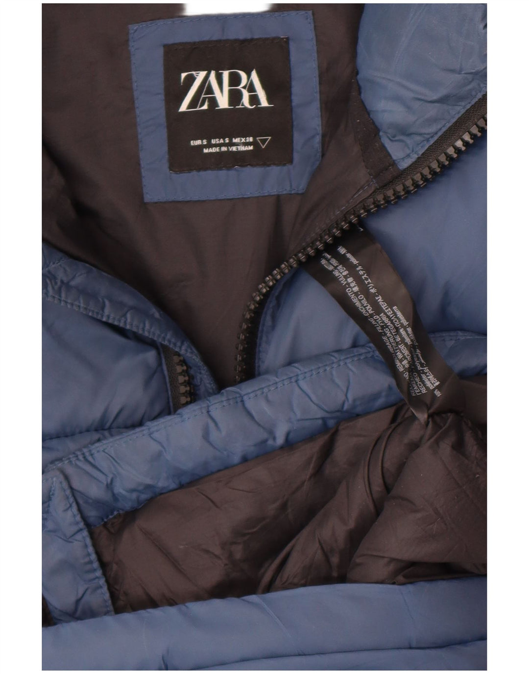 Zara Veste matelassée homme UK 36 Small Bleu Marine Polyester