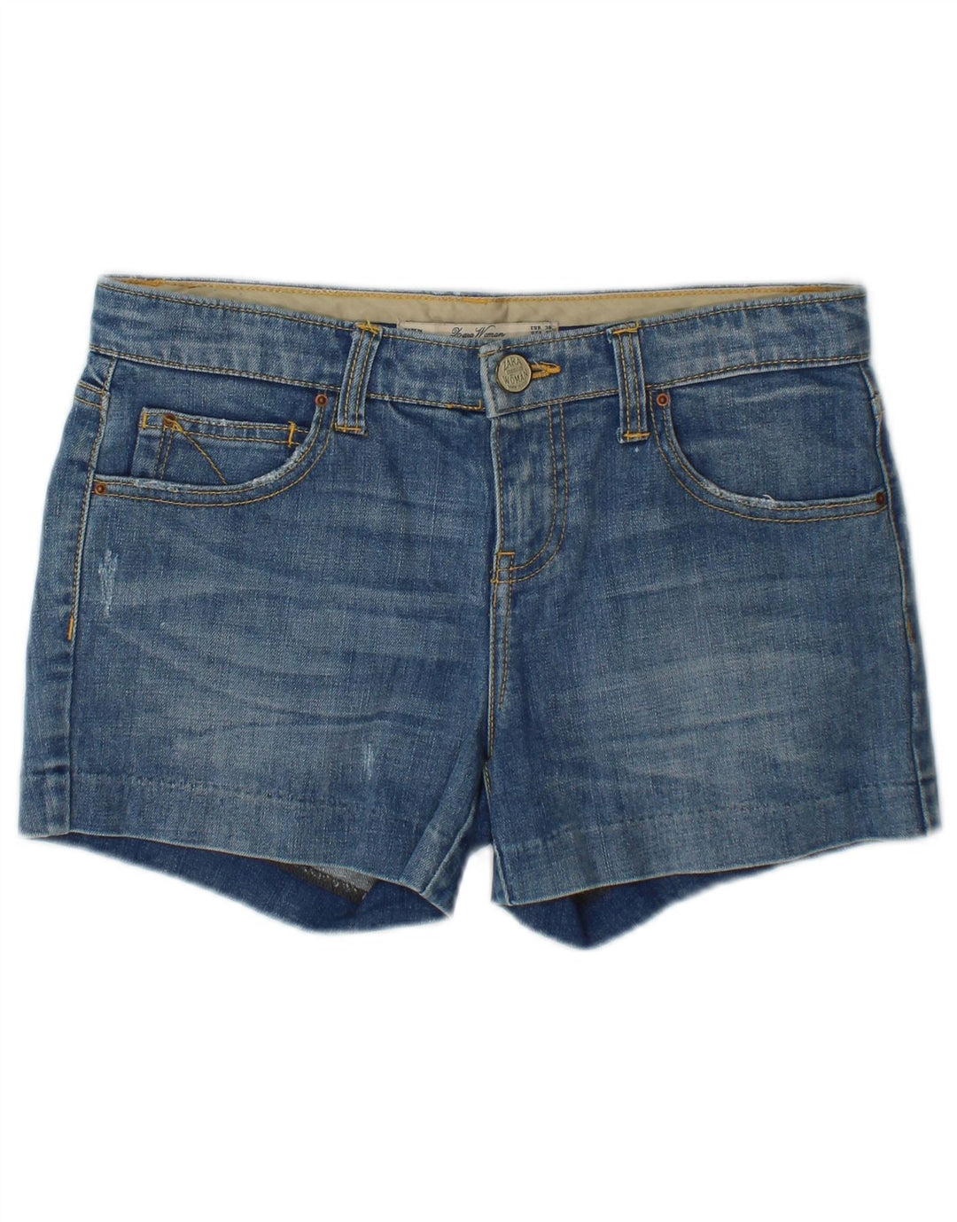Zara Short en jean pour femme EU 38 Small W28 Bleu