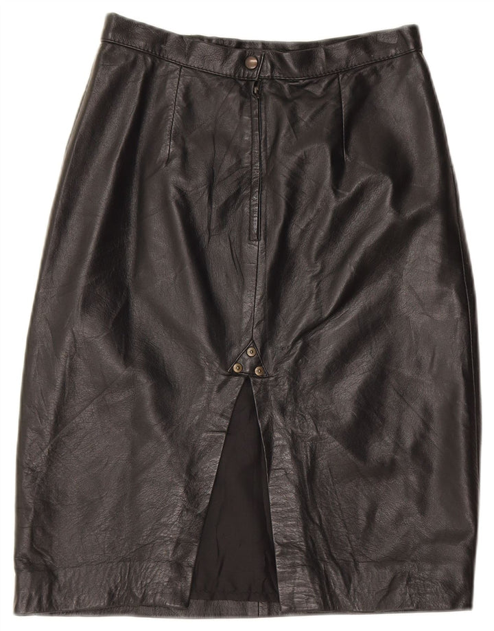 jupe en cuir taille haute femme vintage IT 42 Medium W28 Noir
