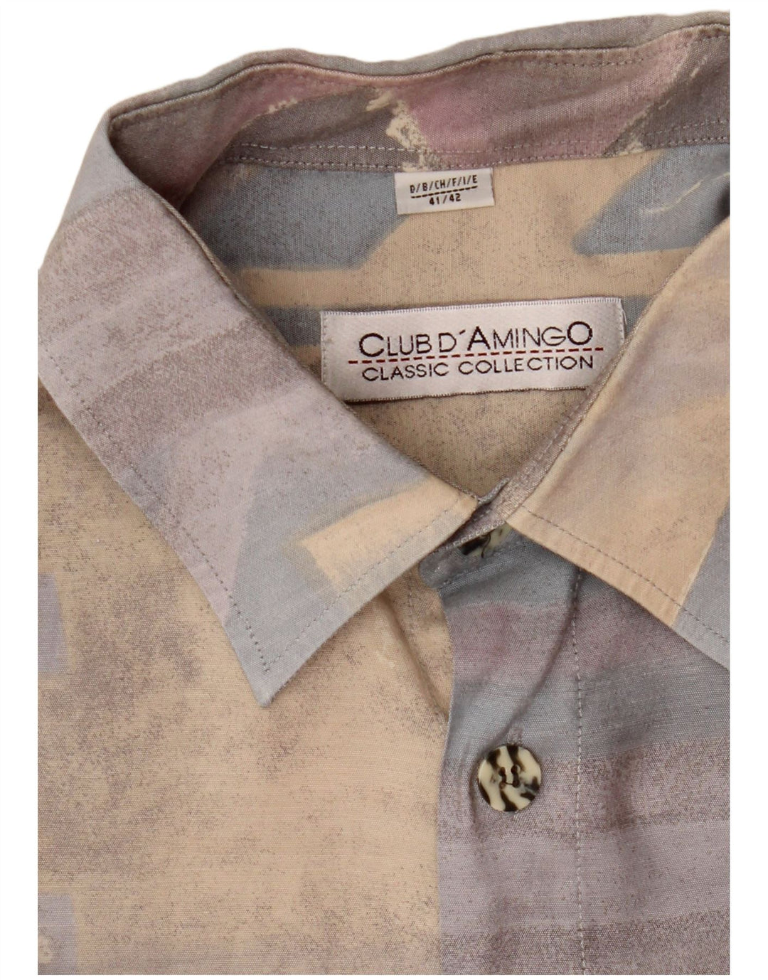 Club D'Amingo Chemise Homme Taille 41/42 Grand Patchwork Multicolore