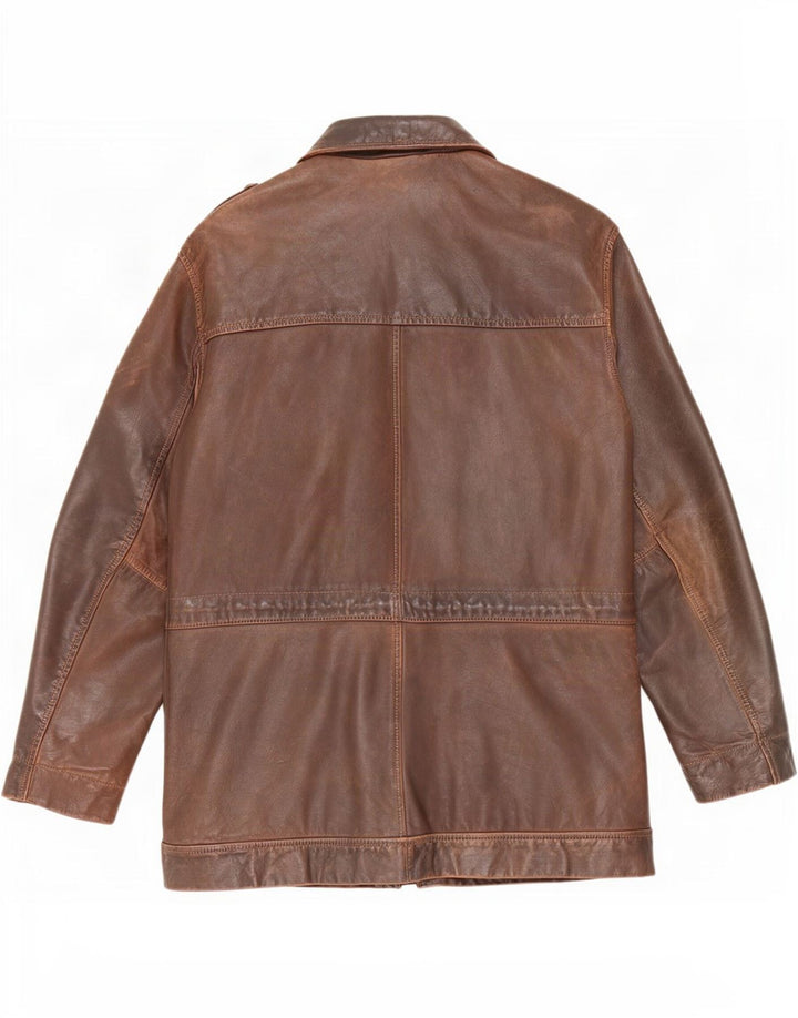 veste en cuir militaire vintage pour hommes UK 36 Petit Brun