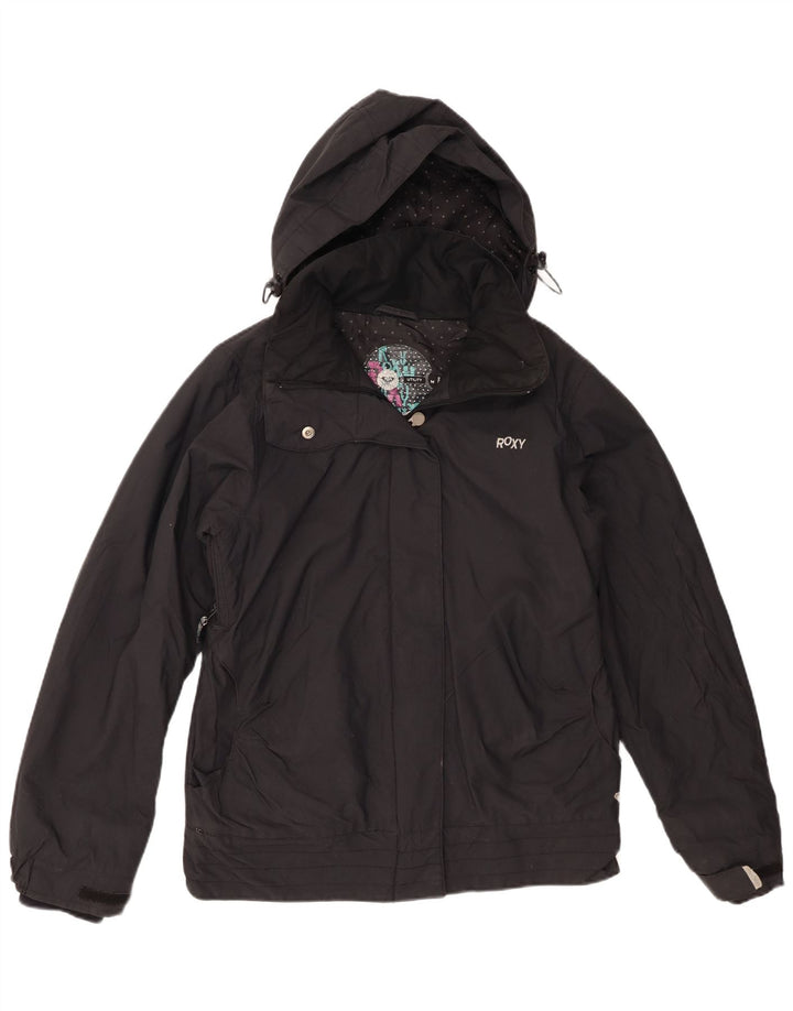Roxy Veste coupe-vent à capuche graphique pour femme UK 14 Medium Noir Polyamide
