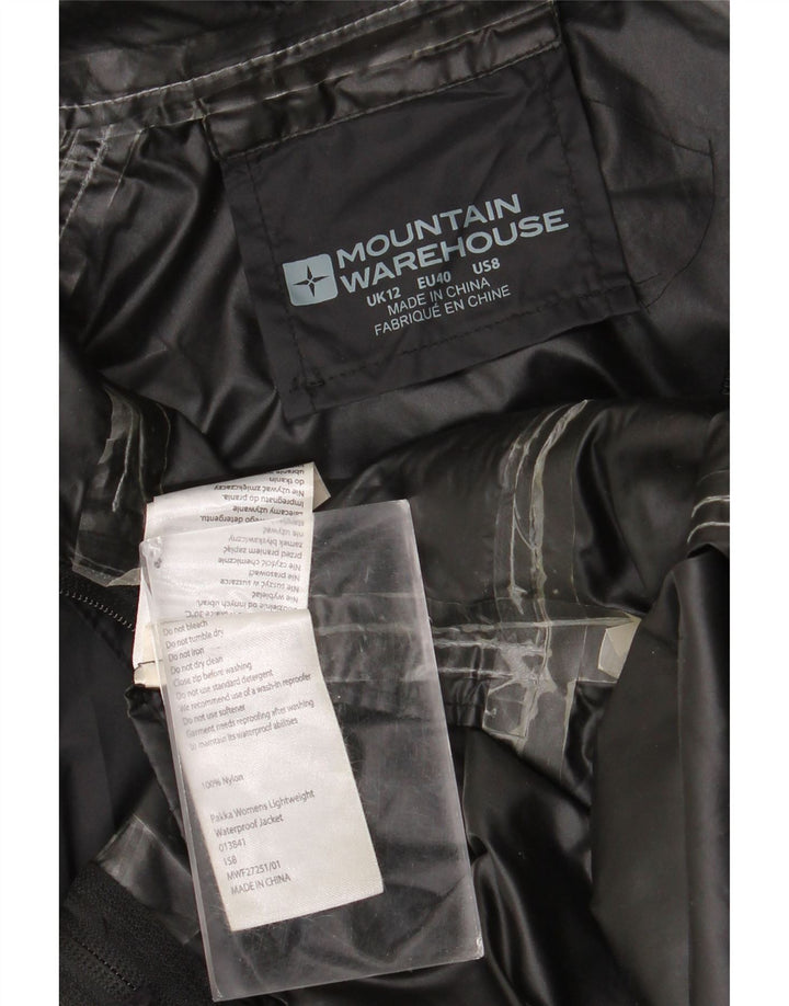 Mountain Warehouse Veste de pluie à capuche pour femme UK 12 Medium Noir Nylon