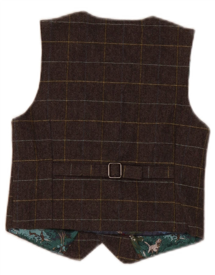 Monsoon Gilet Garçon 5-6 Ans Laine à Carreaux Marron