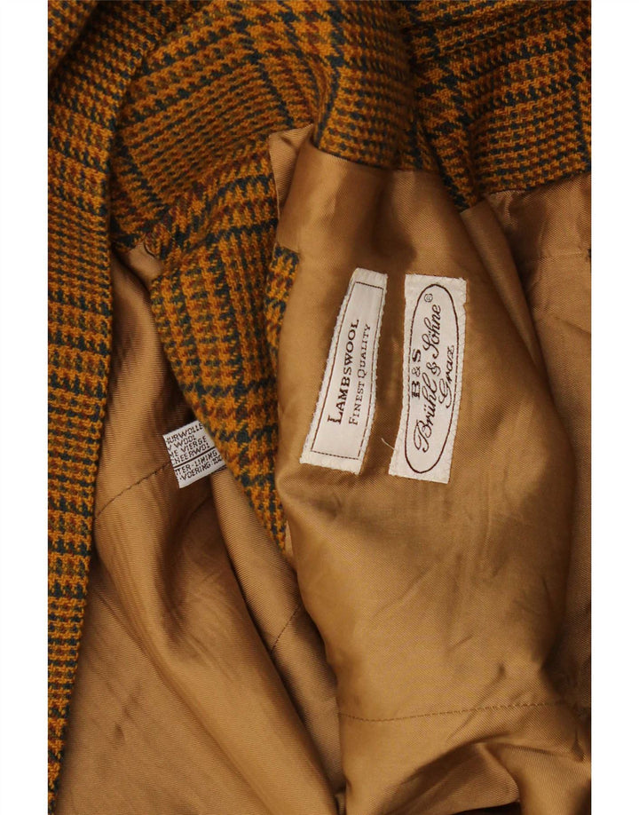 vintage Mens 2 Bouton Blazer Veste UK 40 Grand Marron Pied-de-poule Laine d’agneau