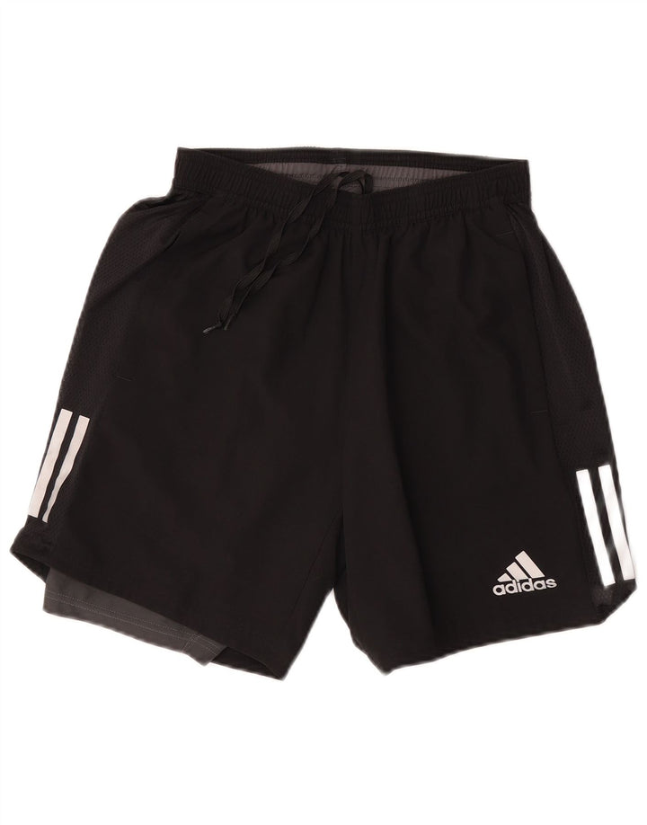 Adidas Short de sport de course à pied pour homme Petit polyester color block noir
