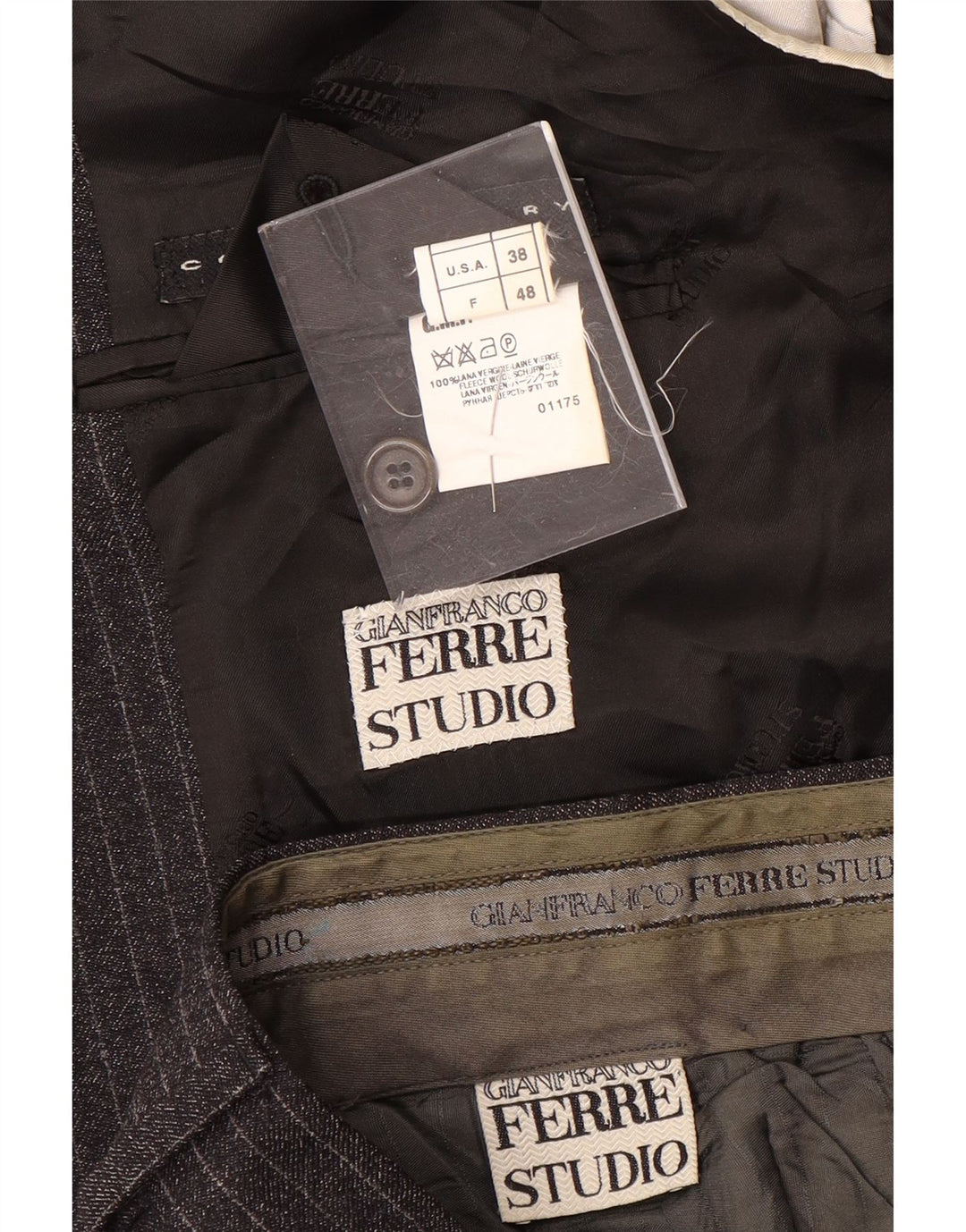Gianfranco Ferre Costume 2 pièces pour homme UK 38 Medium W34 L33 Gris à fines rayures