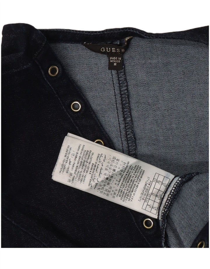 Guess Femme Denim Crop Top UK 12 Moyen Bleu Marine Coton
