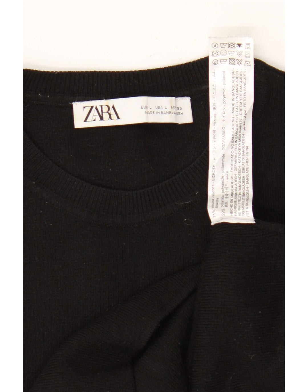 Zara Femme Crop Top UK 14 Large Noir Viscose
