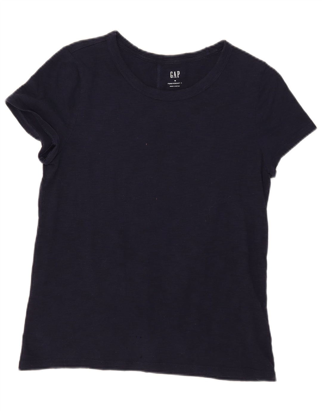 Gap T-Shirt Femme Top UK 12 Bleu Marine Moyen Coton