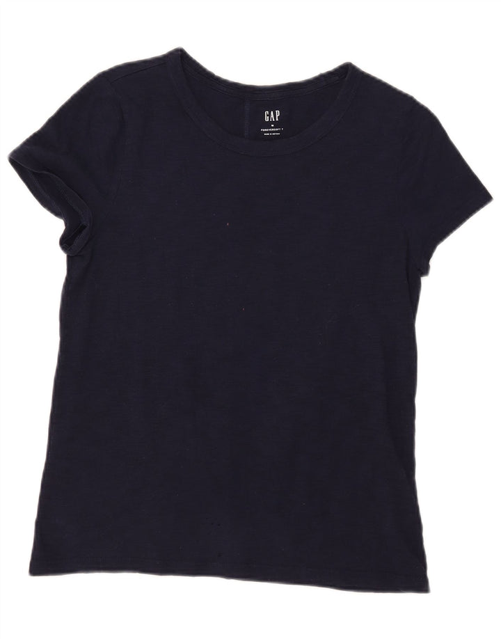 Gap T-Shirt Femme Top UK 12 Bleu Marine Moyen Coton
