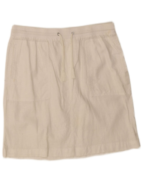Marks & Spencer Jupe droite pour femme UK 14 Large W32 Lin blanc