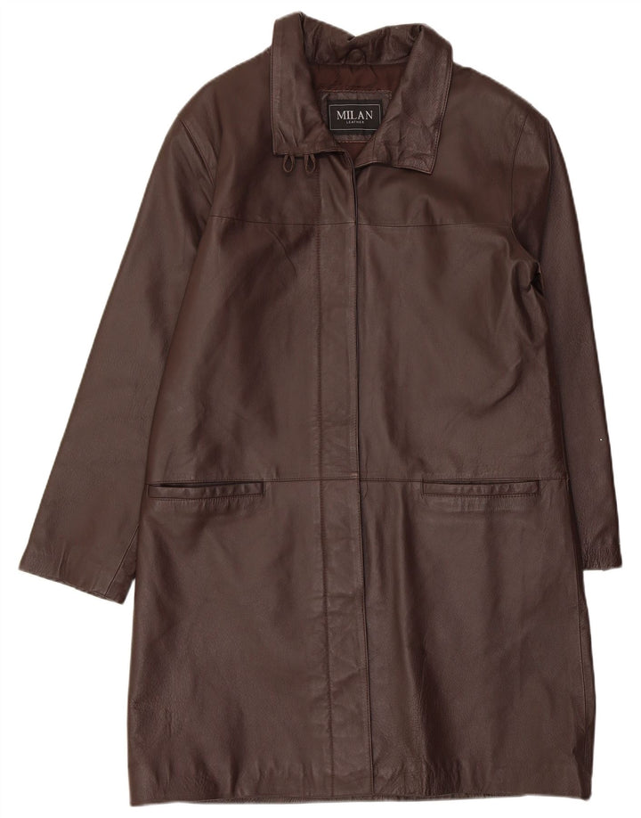 MILAN Manteau en cuir pour femme UK 14 Grand cuir marron
