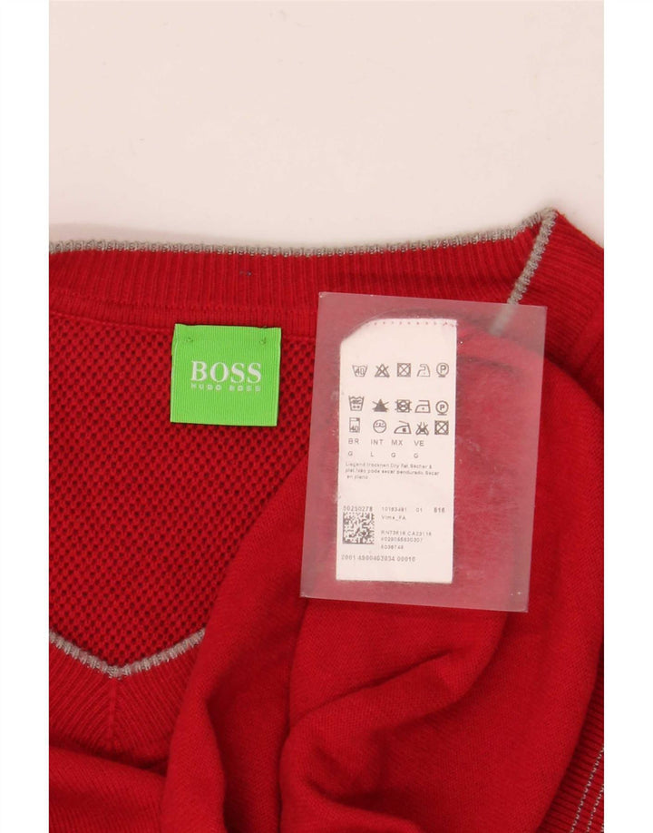 Hugo Boss Homme Pull col V Large Rouge Polyacrylique