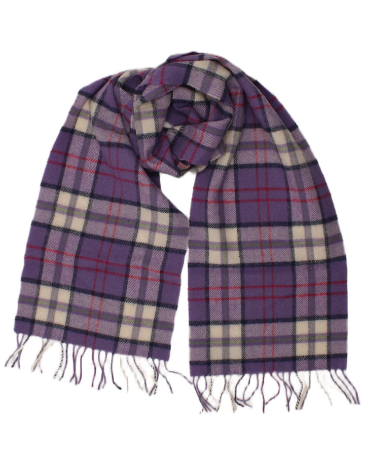 Johnstons Écharpe rectangulaire pour femme Taille unique en laine d'agneau à carreaux violets