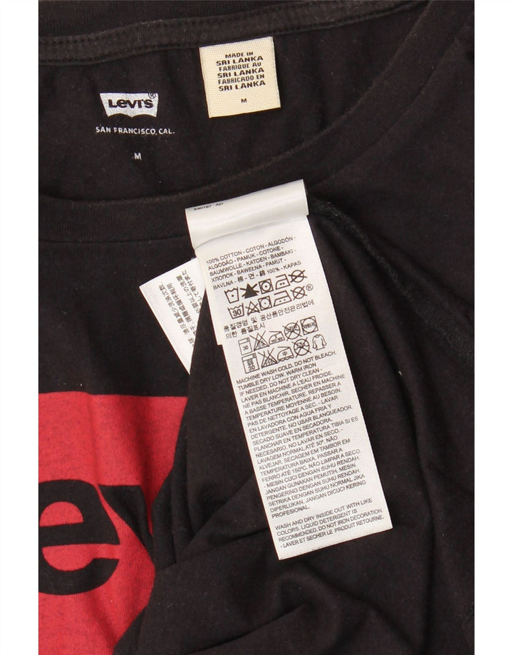 Levi's T-Shirt Graphique Femme UK 14 Noir Moyen Coton