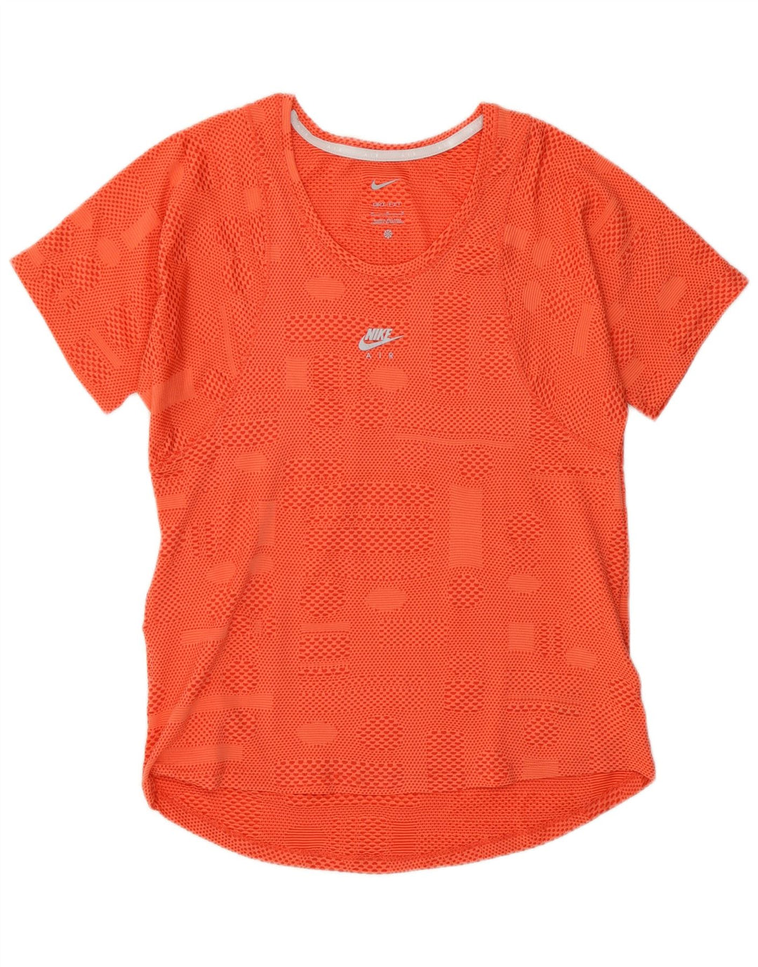 Nike T-shirt Dri Fit pour femme UK 12 Polyester géométrique orange moyen