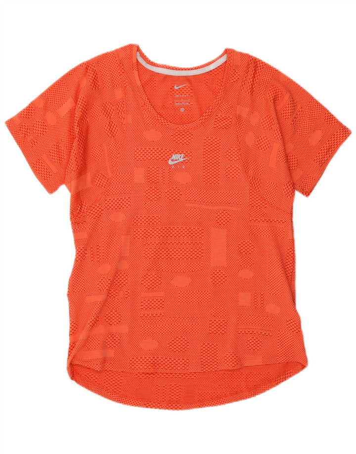 Nike T-shirt Dri Fit pour femme UK 12 Polyester géométrique orange moyen