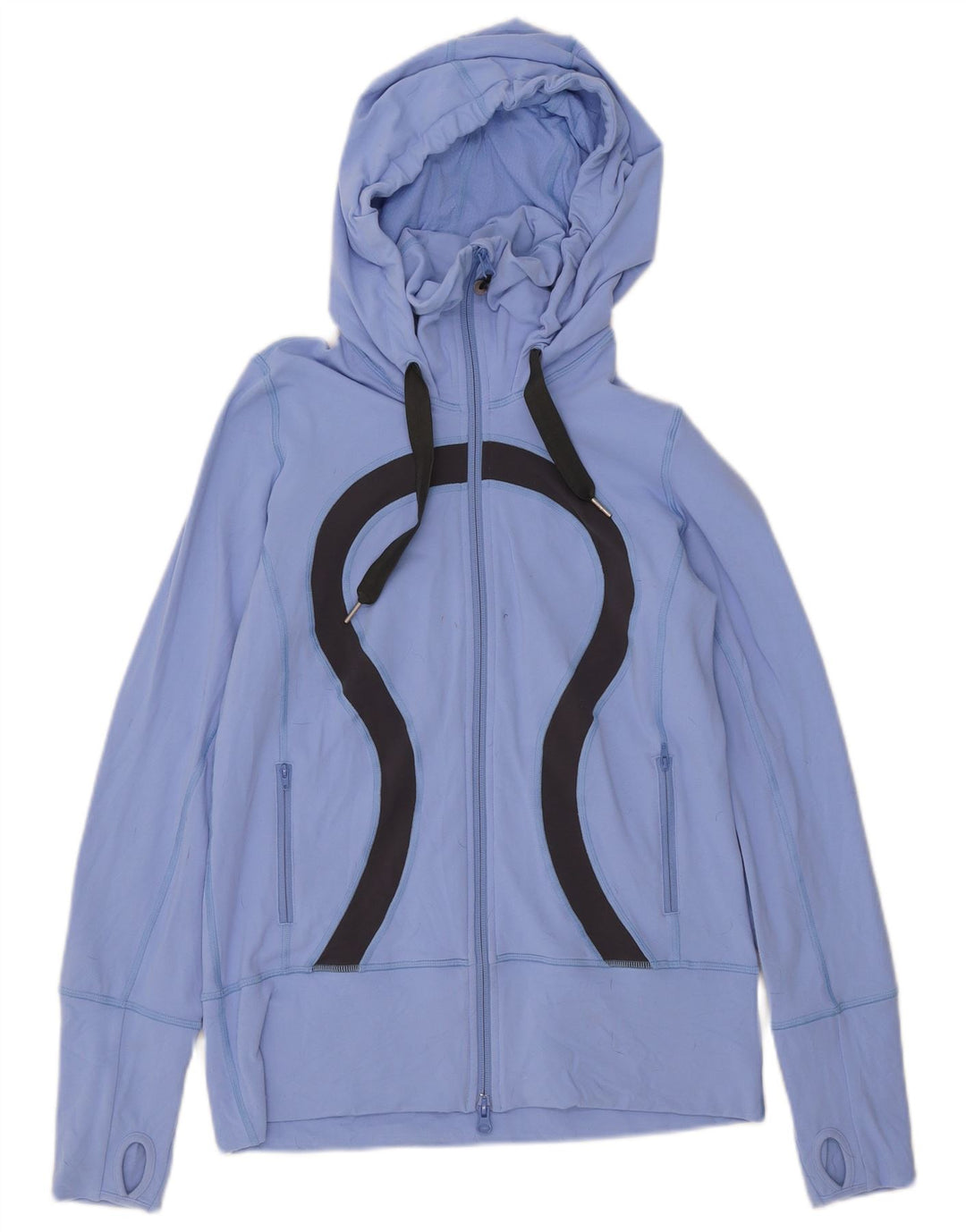 Lululemon Pull à capuche zippé graphique pour femme US 8 Nylon bleu moyen