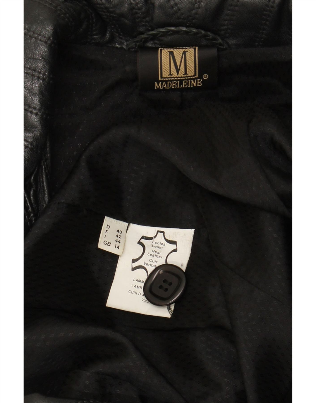 MADELEINE Manteau en cuir pour femme UK 14 Grand cuir noir