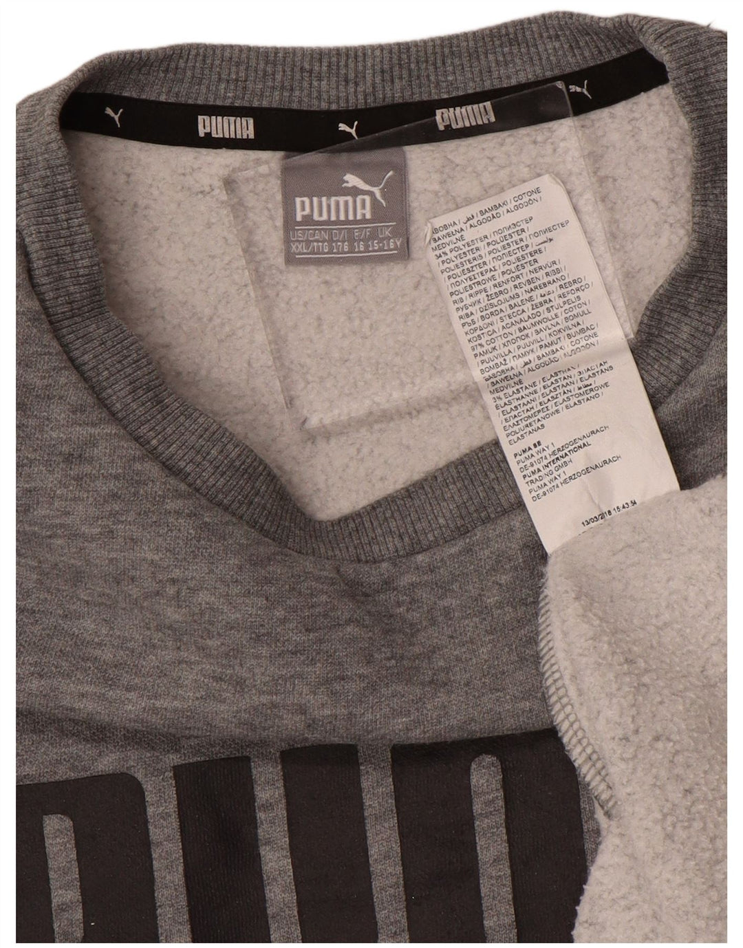 PUMA Sweat-shirt graphique pour garçon 15-16 ans Gris Coton