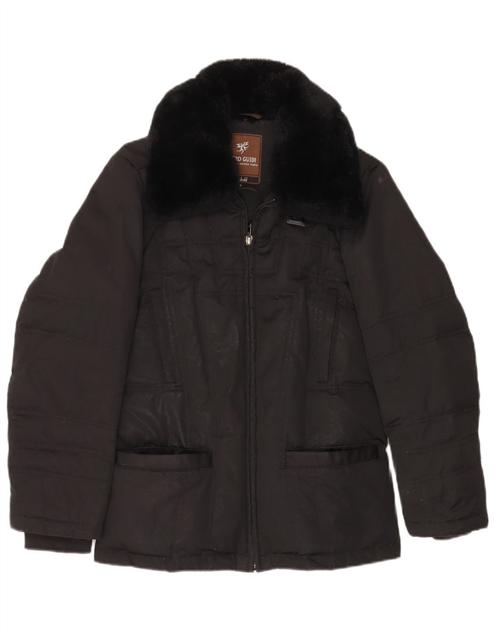 PIERO GUIDI Veste matelassée surdimensionnée pour femme UK 10 Petit coton noir