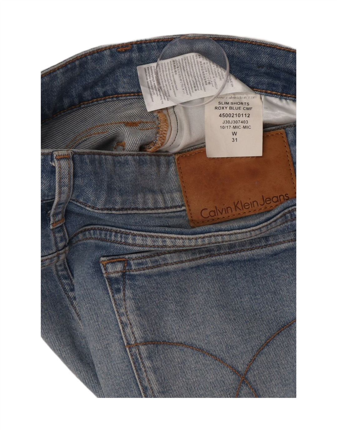 Calvin Klein Short Slim Denim W31 Femme Bleu Moyen Coton