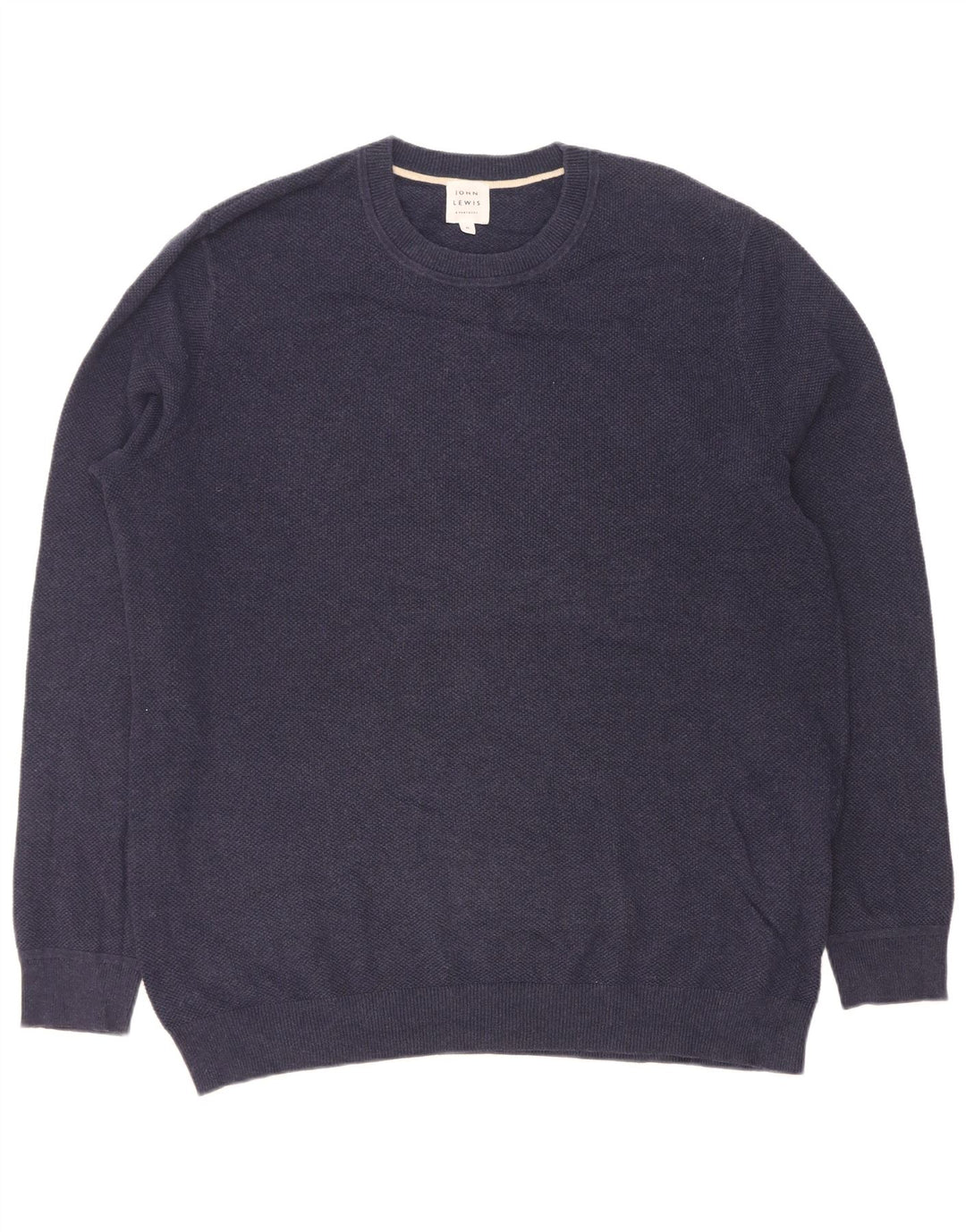 John Lewis Pull à col rond pour homme en coton bleu marine moyen