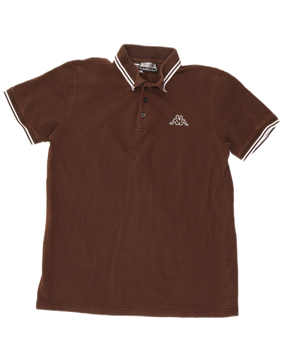 Kappa Polo Homme Large Marron Rayé Coton