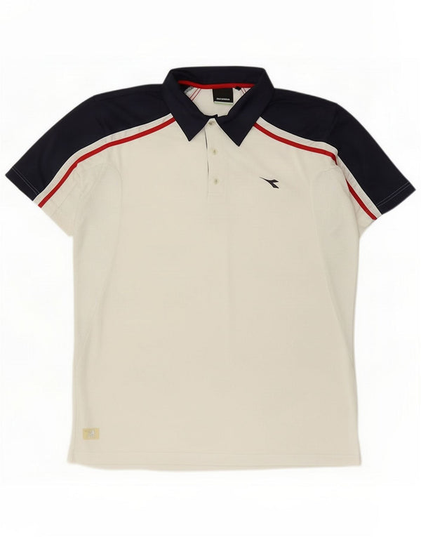Diadora Polo Homme Large Off White Colourblock Polyester