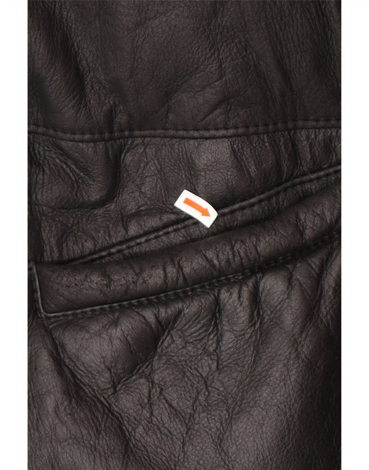 VINTAGE Manteau en peau de mouton surdimensionné pour femme UK 16 Grand Noir