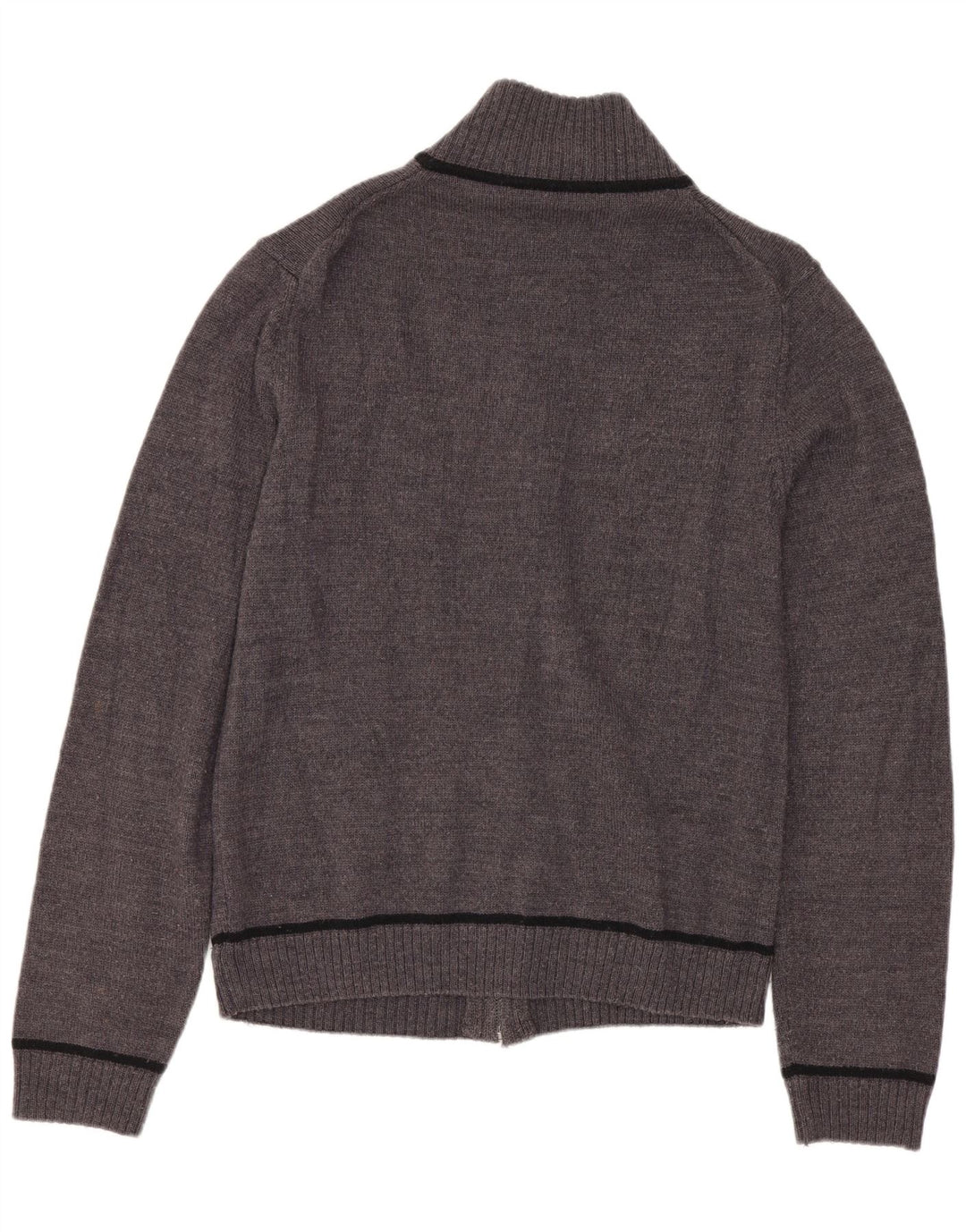 CALVIN KLEIN JEANS Pull Cardigan Femme UK 10 Petite Laine Vierge Grise