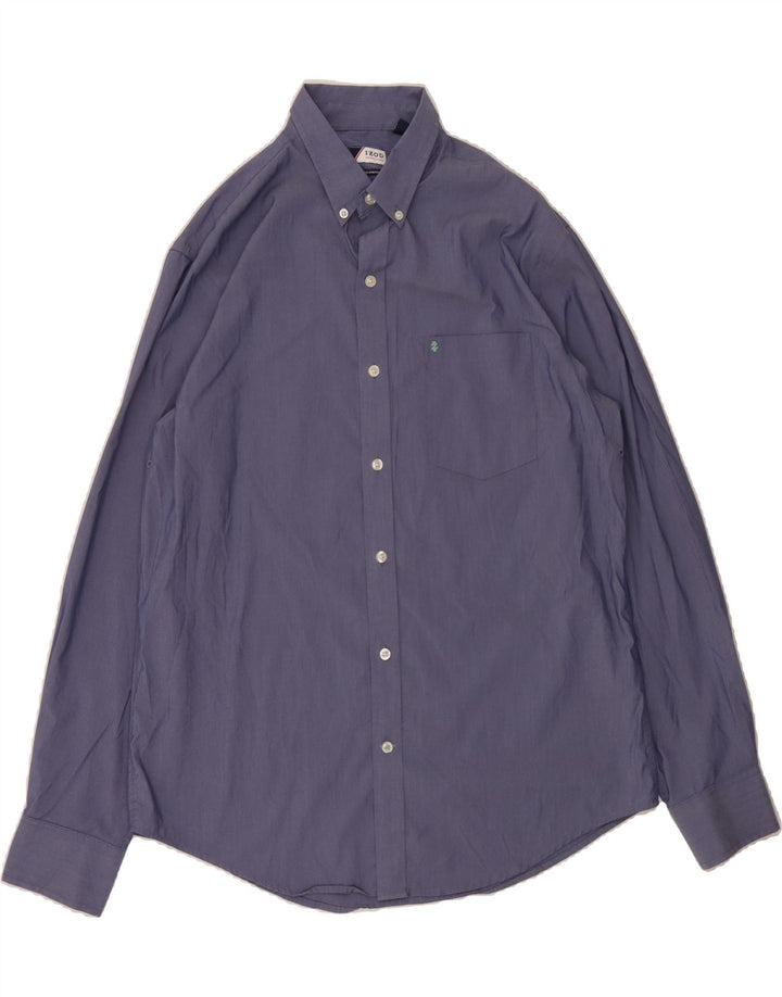 IZOD Mens Stretch Shirt Medium Blue Cotton Vintage Izod and Second-Hand Izod from Messina Hembry 